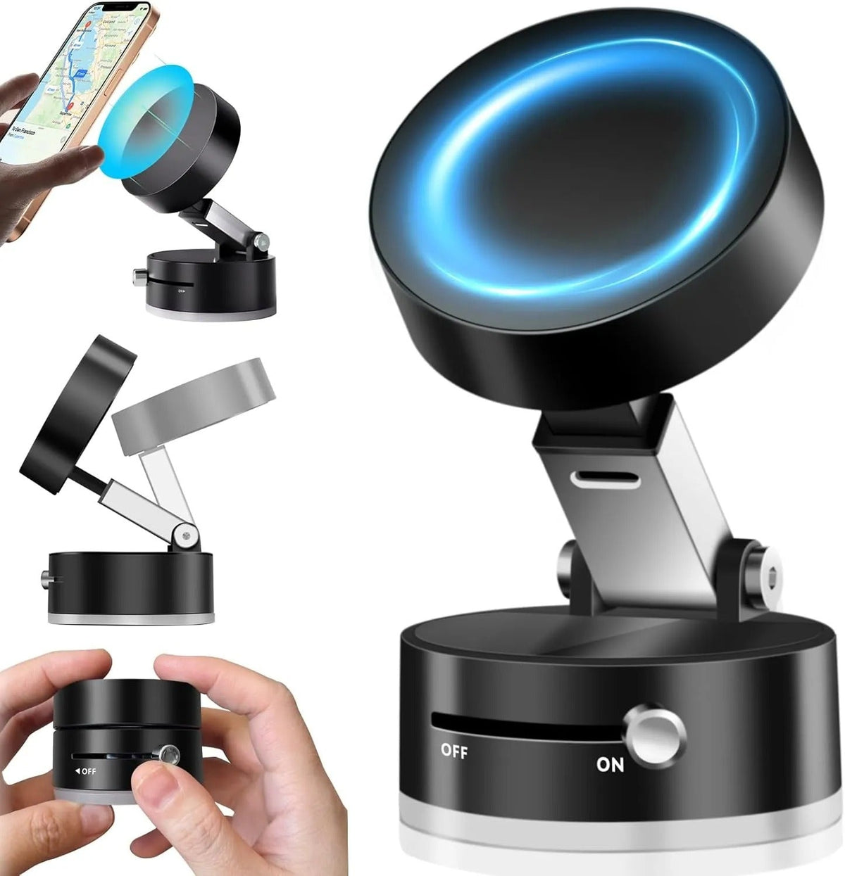 Magnetic Vacuum Phone Holder 360° Rotation